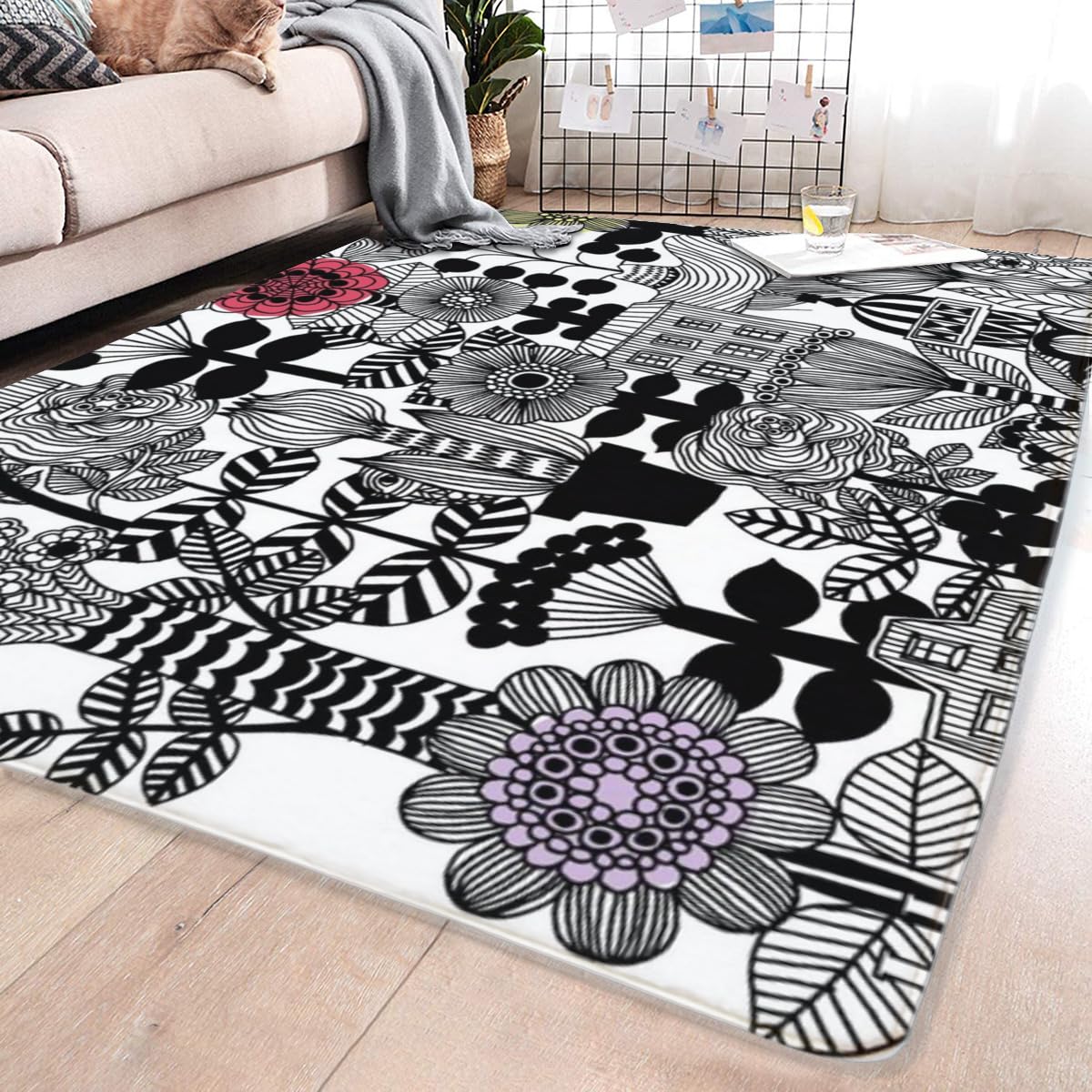 Amazon｜マリメッコ 花柄 カーペット ラグ ラグマット 200×150cm